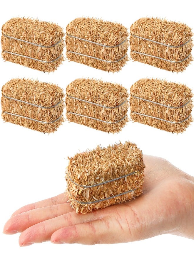 Maasechs 6 Pcs Mini Hay Bales Miniature Hay Bales for Decoration Small Decorative Straw for Christmas Nativity Scene, Western Themed Party Decorations (2.6 x 1.2 x 1.2 Inch) - Image 1