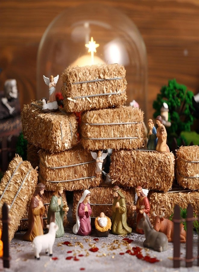 Maasechs 6 Pcs Mini Hay Bales Miniature Hay Bales for Decoration Small Decorative Straw for Christmas Nativity Scene, Western Themed Party Decorations (2.6 x 1.2 x 1.2 Inch) - Image 3