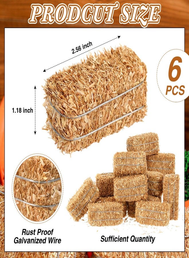 Maasechs 6 Pcs Mini Hay Bales Miniature Hay Bales for Decoration Small Decorative Straw for Christmas Nativity Scene, Western Themed Party Decorations (2.6 x 1.2 x 1.2 Inch) - Image 2