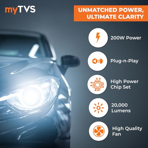 myTVS 200W LED Car Headlight Bulbs | 20000LM Super Bright 6000K LED Conversion Kit | High Power Waterproof Headlamps | Plug & Play, Long-Lasting, Universal Fit, 2-Year Warranty LED9-HB4 - Image 2