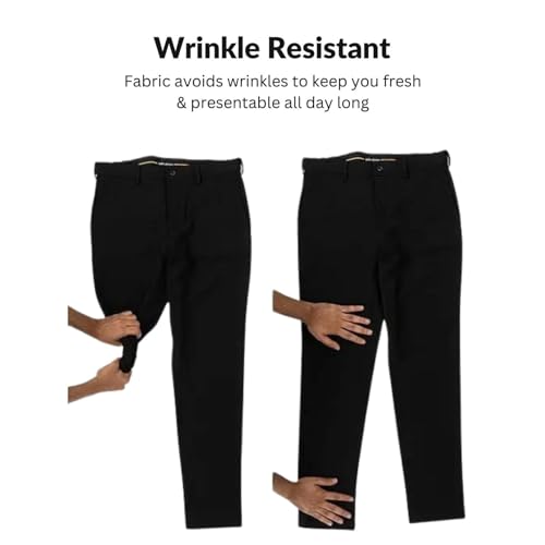 PALIANS Men's Regular Fit Formal Stretchable Trousers with Expandable Waist | Skin-Friendly Lycra Solid Pant (in, Numeric, 36, Regular, Black) - Image 5