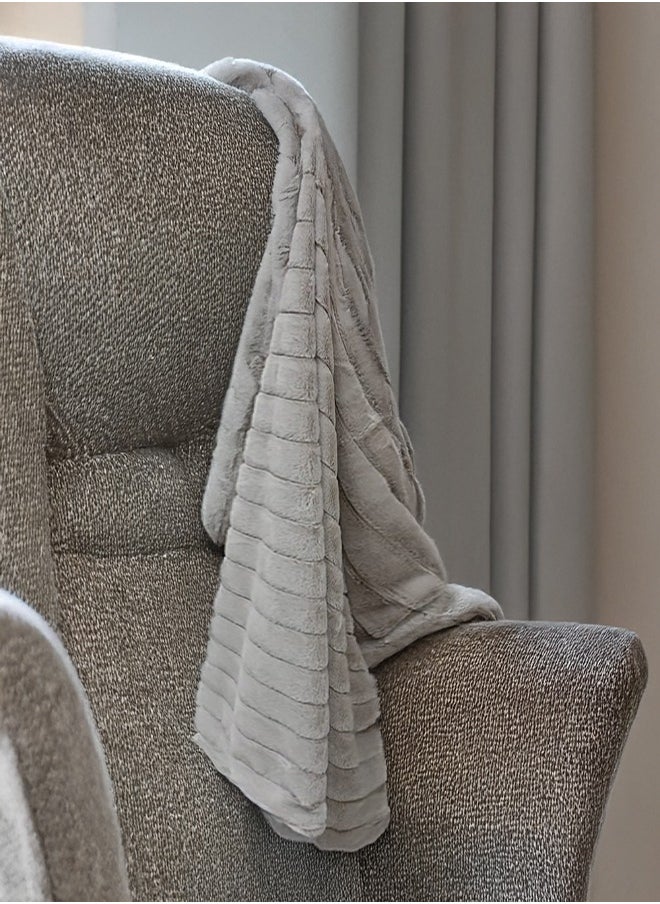 PACHA HOME 130x170 Double Layer Faux Fur Shawl, Perfect Match for Cold Days on the Sofa -Color:Beige.  - Image 5