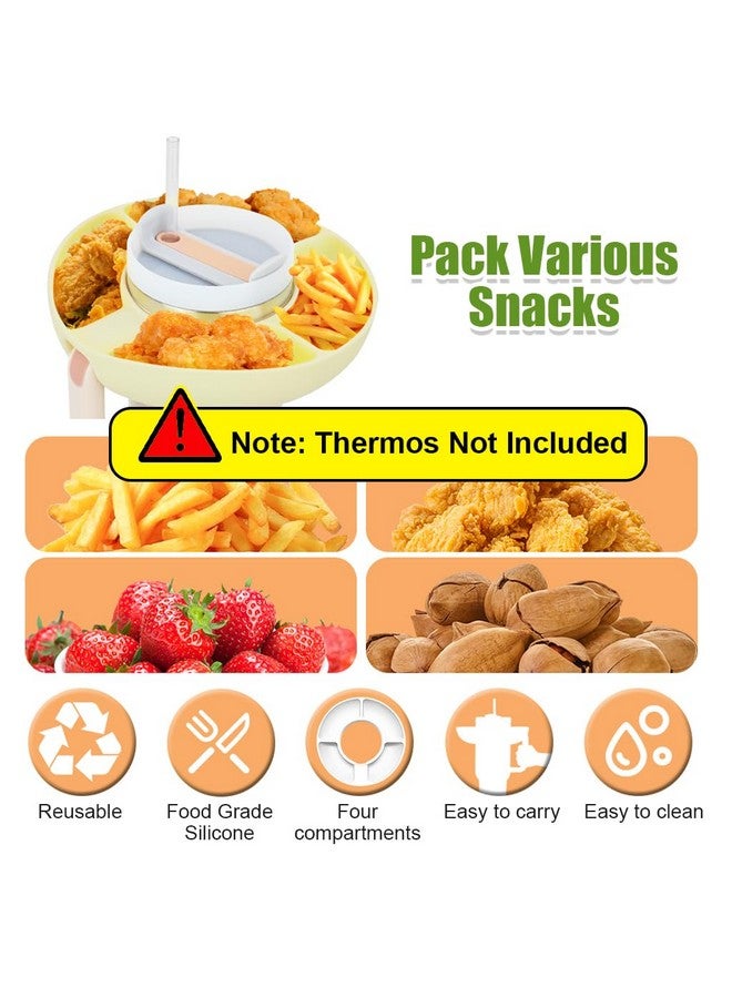 SUPVOX Supvox® 4-Grid Snack Tray for Stanley Cup (40oz) Snack Bowl BPA Food Grade Silicone Snack Container French Fries Fruit Foot Tray for Stanley Cup (Stanley Cup Not Include) - Image 3