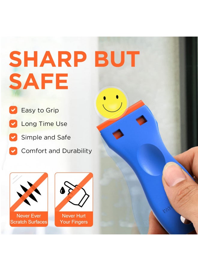 HELEMAN Plastic Razor Blades Scraper Tool - 2 Pack Wall Paint Remover with 100 Pcs Plastic Blades Kit No Scratch Car Window Glass Wood Sticker Removal Floor Stove Kitchen Vinyl Adhesive Decal Tape Cleanings  - Image 1