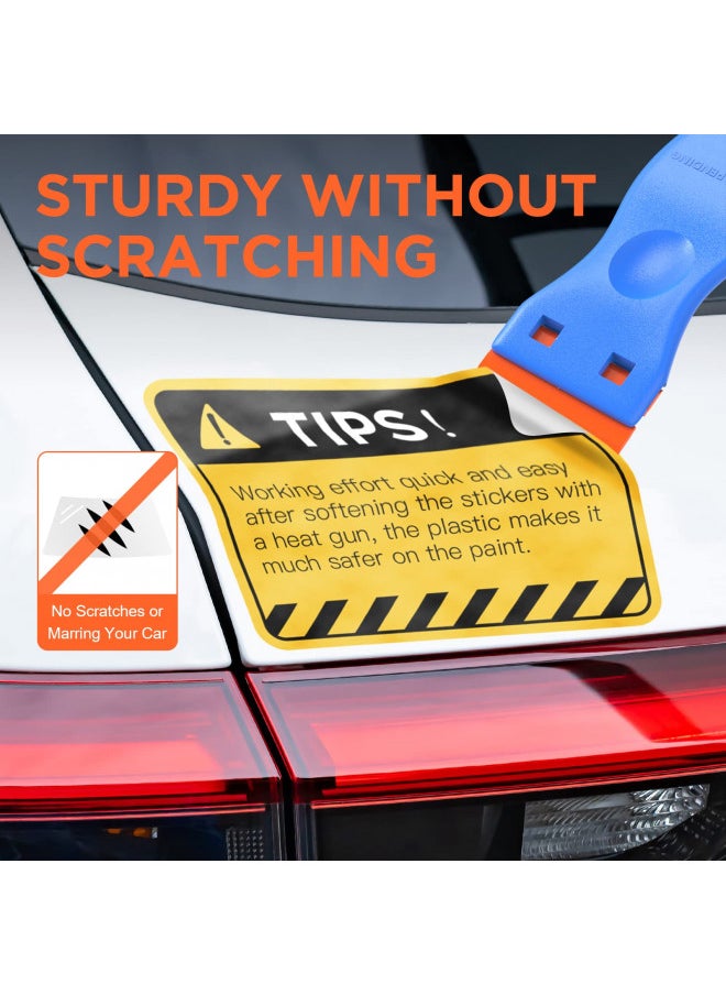 HELEMAN Plastic Razor Blades Scraper Tool - 2 Pack Wall Paint Remover with 100 Pcs Plastic Blades Kit No Scratch Car Window Glass Wood Sticker Removal Floor Stove Kitchen Vinyl Adhesive Decal Tape Cleanings  - Image 2