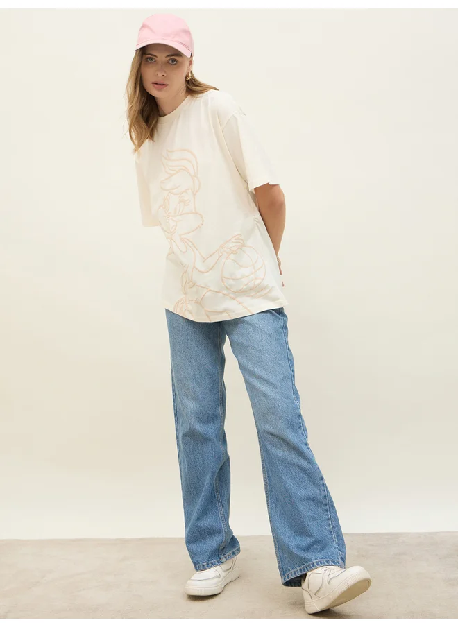 Styli Styli Looney Tunes Lola Sketch Graphic Longline Oversized T-Shirt