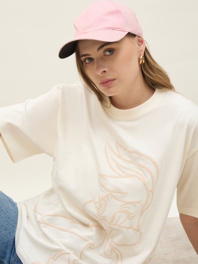 Styli Looney Tunes Lola Sketch Graphic Longline Oversized T-Shirt - Image 4