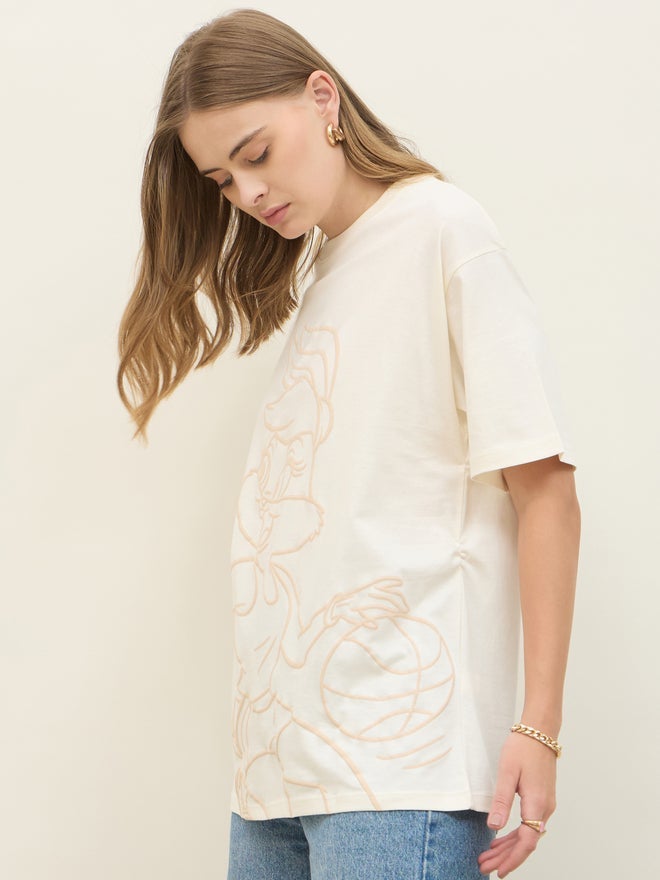 Styli Looney Tunes Lola Sketch Graphic Longline Oversized T-Shirt - Image 3