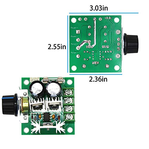 Together-life 12V 30W Permanent Magnet DC Motor, 3000RPM High Speed CW/CCW Electric Gear Motor for DIY Generator and 12V-40V 10A PWM DC Motor Speed Controller Fan Controller with Knob-High Efficiency - Image 5