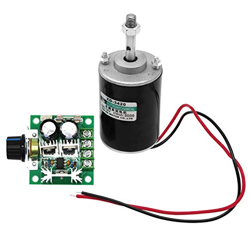 Together-life 12V 30W Permanent Magnet DC Motor, 3000RPM High Speed CW/CCW Electric Gear Motor for DIY Generator and 12V-40V 10A PWM DC Motor Speed Controller Fan Controller with Knob-High Efficiency - Image 1