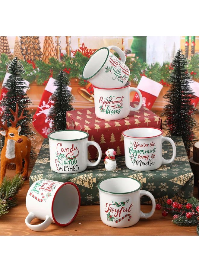 Pickmesh Christmas Coffee Mug Set of 6, 14Oz Ceramic Mugs With Handle Novelty Red Green Christmas Cups Enamel Xmas Mugs for Winter Party Supplies - Image 3
