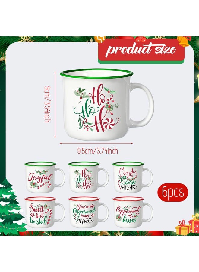 Pickmesh Christmas Coffee Mug Set of 6, 14Oz Ceramic Mugs With Handle Novelty Red Green Christmas Cups Enamel Xmas Mugs for Winter Party Supplies - Image 2