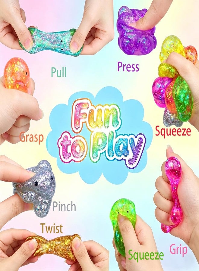 Jofan 12 Pack Squishy Stress Bear Glitter Squeeze Toy Stress Balls Sensory Fidget Toys for Adults Kids Stress Relief Party Favors Birthday Gifts - Image 3