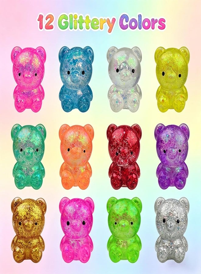 Jofan 12 Pack Squishy Stress Bear Glitter Squeeze Toy Stress Balls Sensory Fidget Toys for Adults Kids Stress Relief Party Favors Birthday Gifts - Image 2