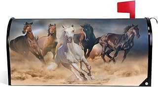 Vdsrup Vdsrup Running Horse Herd Mailbox Cover Desert Sand Storm Mailbox Covers Magnetic 18" X 21" Mailbox Wraps Post Letter  - Image 1