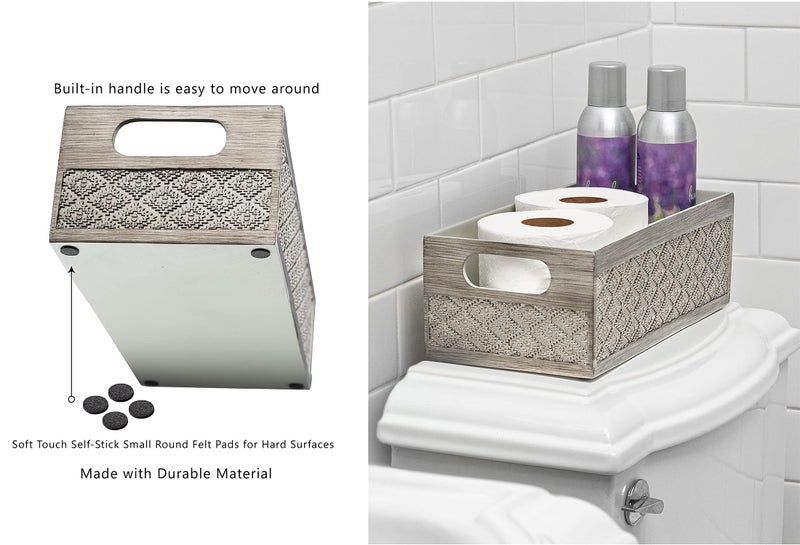 Creative Scents Dublin Silver Bathroom Decor Box Toilet Paper Holder Storage Basket - Decorative Toilet Tank Topper Bathroom Storage Organizer - Bathroom Sink Organizer Countertop Container - Image 4
