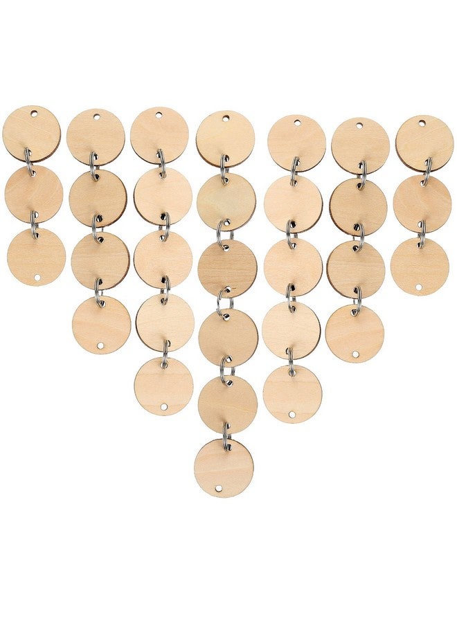 Bememo 100 Pieces Round Wooden Discs With Holes Birthday Board Tags And 100 Pieces 15 Mm Rings For Arts And Crafts (3.8Cm) - Image 3