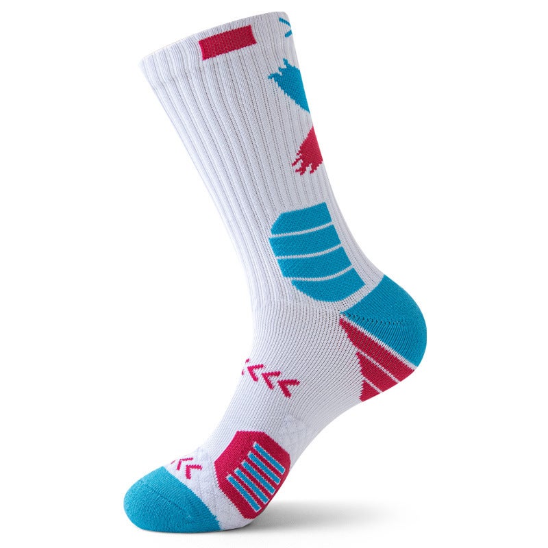 Generic Mens Cushioned Basketball Socks Mid-Calf Non-Slip L03-05 blue with red
