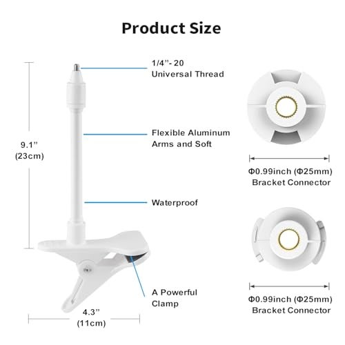 Tonton Flexible Baby Monitor Clip Clamp Mount Holder for HelloBaby HB65/HB40/HB6550/HB66/HB248/HB6339/HB6550 Pro, ANMEATE SM935E/SM650/Bonoch/ChildsFarm Baby Monitor, Long Gooseneck Arm, No Tools Needed - Image 4
