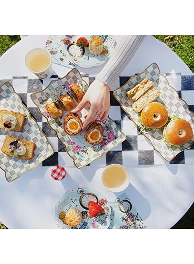 Talking Tables Truly Alice In Wonderland Checkered Fabric Table Runner For A Tea Party Or Birthday Monochrome - Image 4