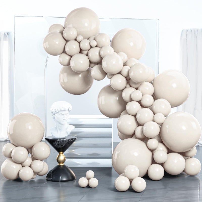 PartyWoo White Sand Balloons 100 pcs Different Sizes Pack of 18 12 10 5 Inch Off White Beige Cream Ivory Balloon Arch Kit Garland for Wedding Bridal Baby Shower Birthday Party Decorations WhiteF12 - Image 2