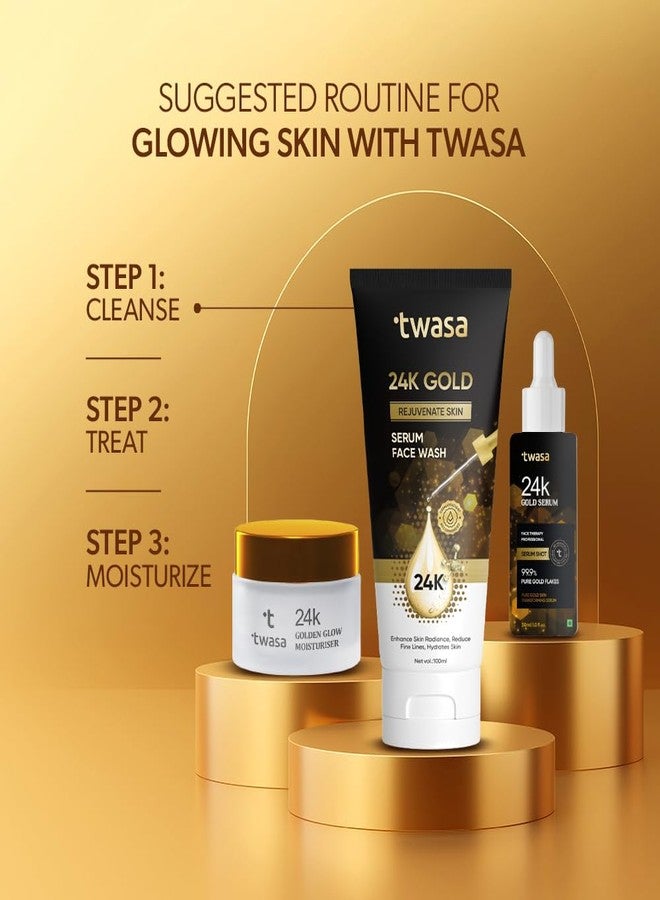 Twasa 24k Gold Face Wash For Skin Brightening, Glowing & Hydrating with Vitamin E & Rice Extract | For Women & Men | 100ml - Image 5