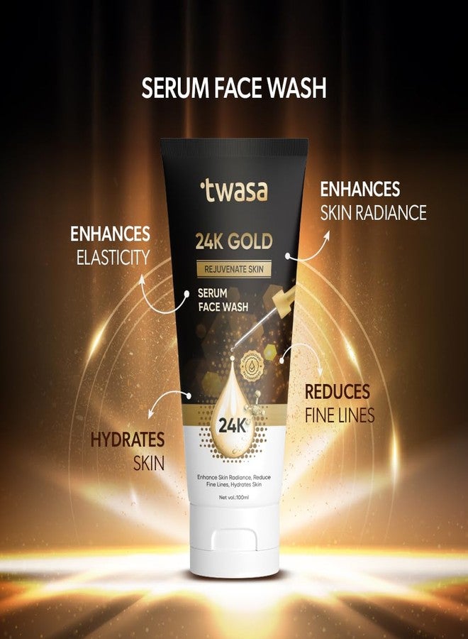Twasa 24k Gold Face Wash For Skin Brightening, Glowing & Hydrating with Vitamin E & Rice Extract | For Women & Men | 100ml - Image 2