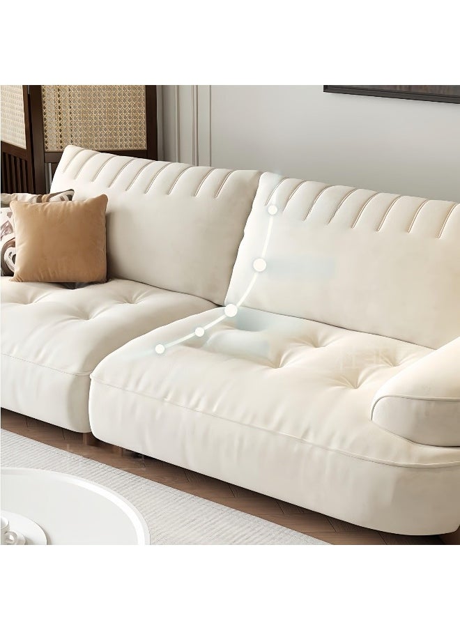 LUXURY LUXE Luxury Luxe Cloud-Shaped Sofa Set – Off-White Tofu Block Design | Linen Fabric, High-Density Foam, Modern Minimalist Couch for Living Room (Two Seater + Footstool)  - Image 4