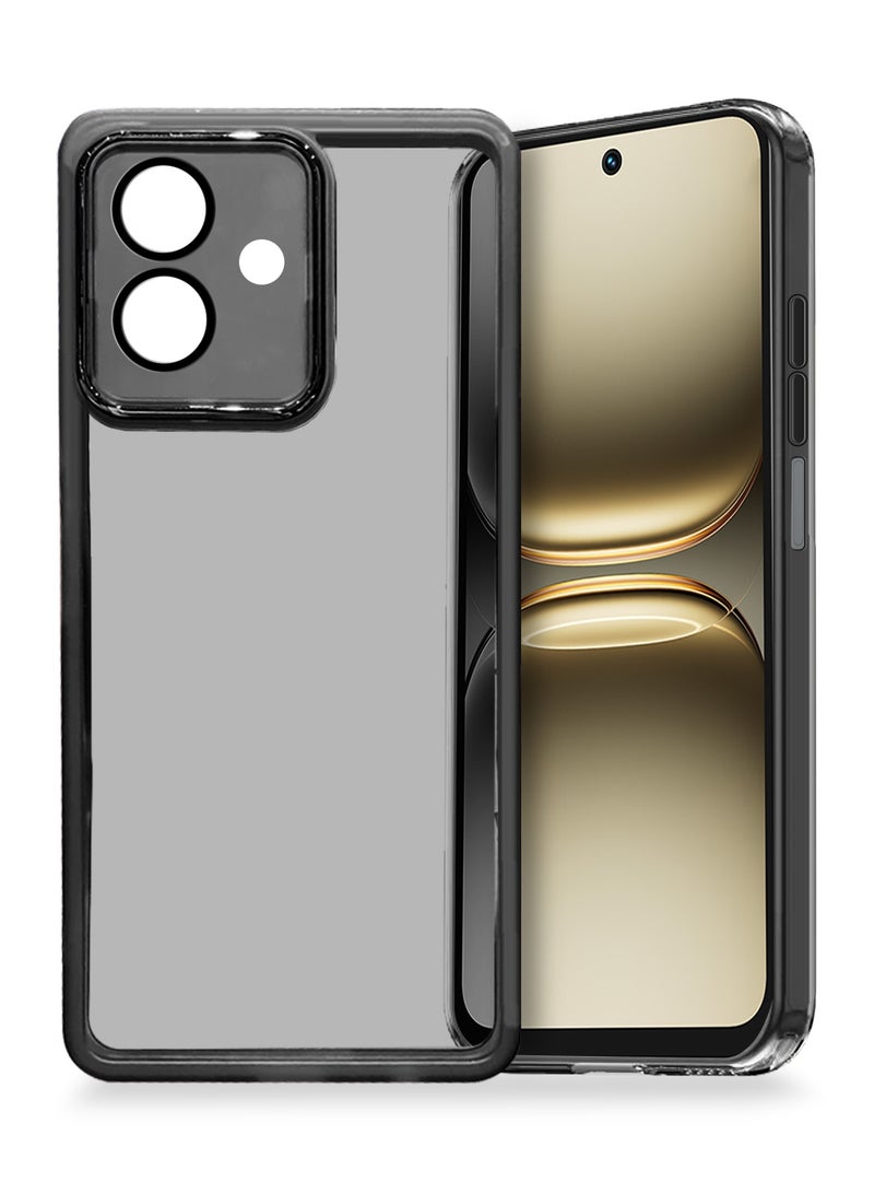 Wtech Tecno Spark Go 2 4G 2025 Soft Transparent TPU Camera Lens Protection Silicone Ultra Thin Phone Stylish Electroplated Camera Border Back Case Cover - Black - Image 1