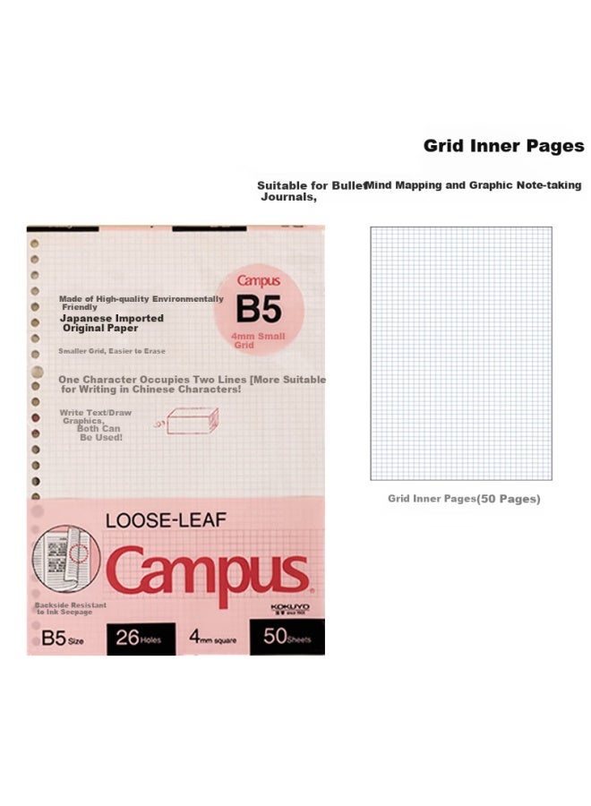 كوكويو Kokuyo Campus ورقة طالب بديلة أساسية/ورق شبكة 4مم B5/50 صفحة 1 قطعة Wcn-cll1525 - Image 3