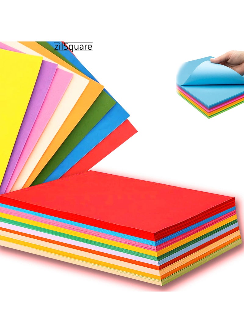 zilSquare 100 Sheets A4 Colored Cardstock Paper – 180 GSM Thick Multicolor Craft Paper Pack, Vibrant A4 Colour Sheets for Printing, Art Projects, Scrapbooking, Card Making, School Crafts, DIY Arts and Office Use – Decorative Construction Paper for Creative Projects - Image 1