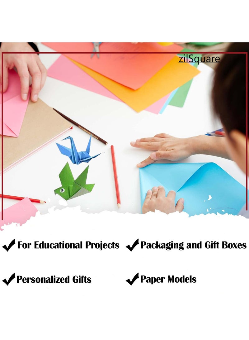zilSquare 100 Sheets A4 Colored Cardstock Paper – 180 GSM Thick Multicolor Craft Paper Pack, Vibrant A4 Colour Sheets for Printing, Art Projects, Scrapbooking, Card Making, School Crafts, DIY Arts and Office Use – Decorative Construction Paper for Creative Projects - Image 4