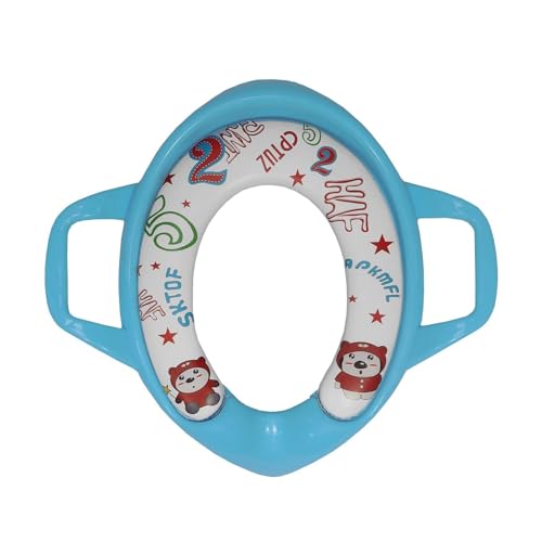 Safe-O-Kid Cushioned Potty Training Seat for Kids | Soft Padded Toilet Seat with Handles & Splash Guard | Non-Slip | 4-36 Months | Easy to Clean | Blue - Image 1