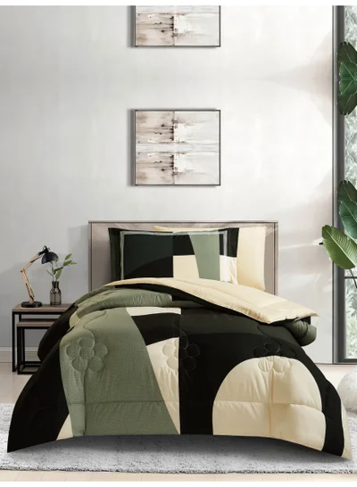Donetella Bedding Comforter Set, twin Size Fits 120x200 cm - 4-Pcs Digital Print Quilted Bed Set, Microfiber Fabric - 1 Comforter, 1 Fitted Sheet, 1 Pillow Shams, 1 Pillowcases.