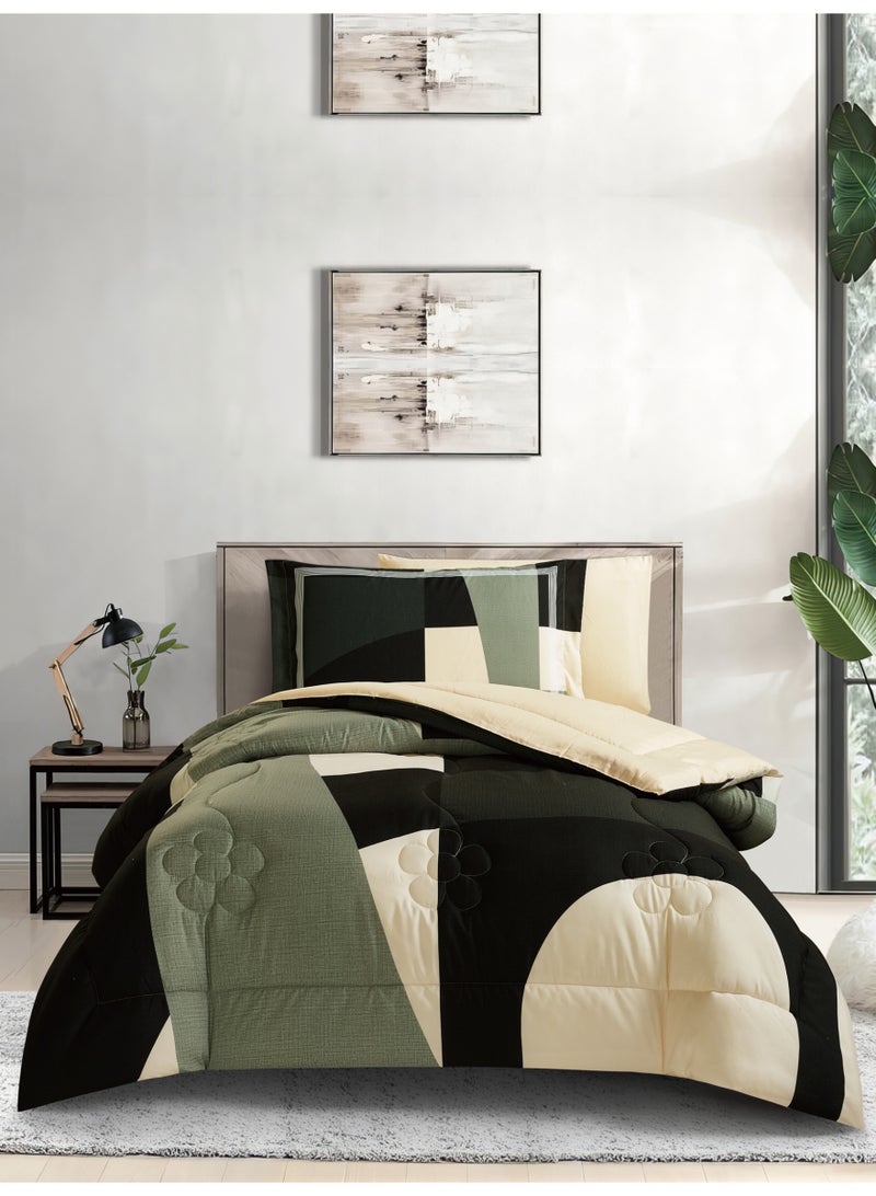 دوناتيلا طقم مفرش سرير 4 قطع مقاس مفرد ونص يناسب سرير 120×200 , تصميم مشجر انيق , مايكروفايبر فائق النعومة , يناسب جميع الفصول  - Image 1