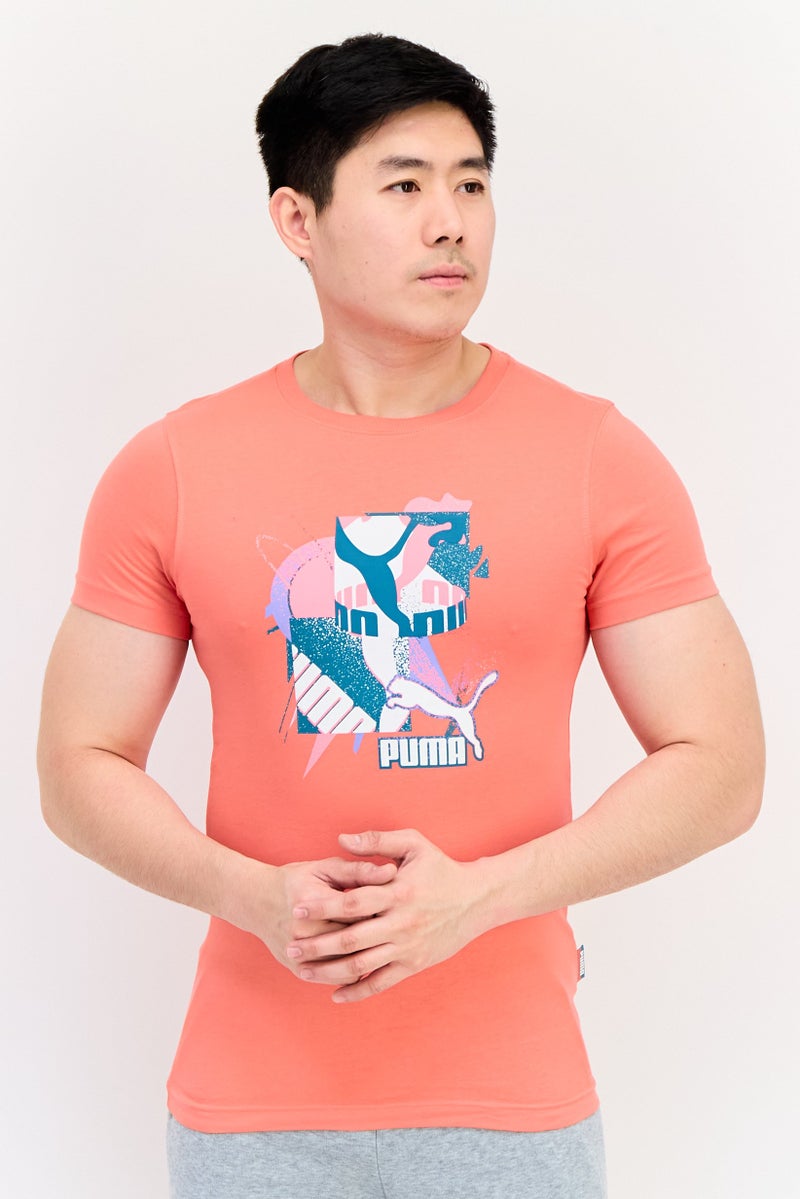 PUMA Men Sportswear Fit Short Sleeve Outdoor T-Shirt, Dark Orange - Image 1