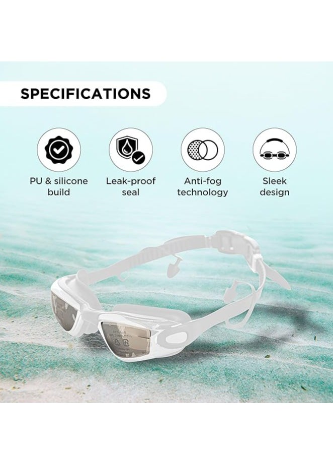 ENDLESS  EL1005 Stylish Swimming Goggle with Anti-Fog and UV Protection | Material : Silicon, PU | Attached Ear Buds and Adjustable Strap | Soft Silicone Gasket for Leak Proof | With Hard Case  - Image 2
