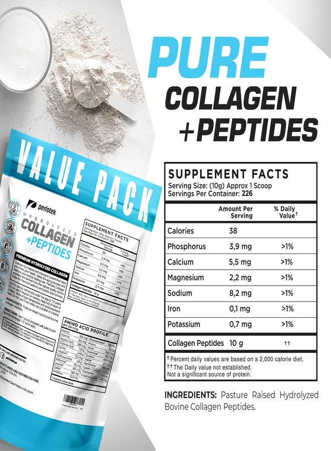Perfotek Collagen Powder for Women Men (5Lb) Types I & III Unflavored Easy to Mix Hydrolyzed Protein Peptides Non-GMO Grass-Fed Gluten-Free Kosher Pareve Healthy Hair Skin Joints and Nails - Image 3