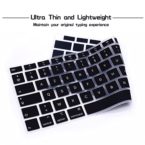 HRH Ultra Thin French Language AZERTY Silicone Keyboard Cover Skin for MacBook Air 13 Inch 2020 with Touch ID (MODLE A2179 and A2337 M1 Chip,UK/EU Layout) Keyboard Accessories Protector - Image 5