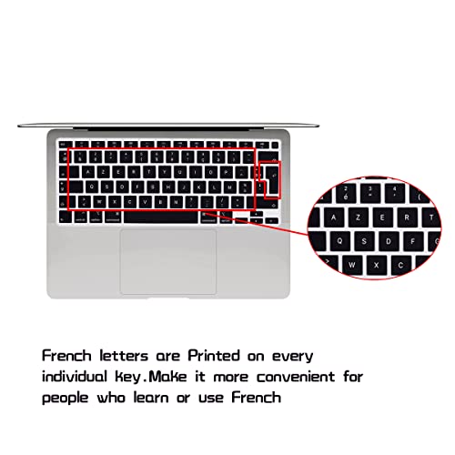 HRH Ultra Thin French Language AZERTY Silicone Keyboard Cover Skin for MacBook Air 13 Inch 2020 with Touch ID (MODLE A2179 and A2337 M1 Chip,UK/EU Layout) Keyboard Accessories Protector - Image 3