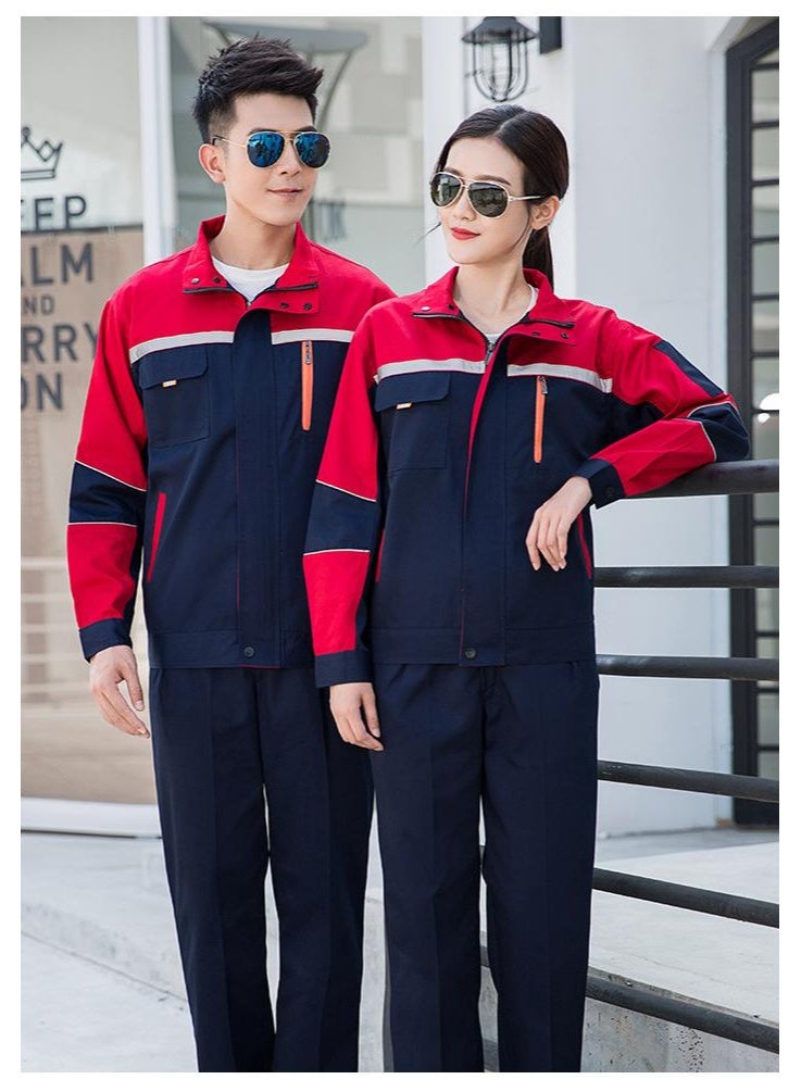 NIBEMINENT Reflective Work Clothing Set Men Women Jacket+Pants Wear Resistant Suit Machine Repairman Welder Workshop Coverall Uniforms - Image 2
