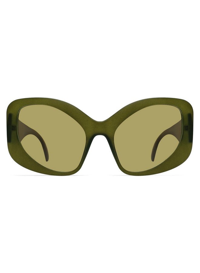 TYA Oversized Sunglasses For Women Fashion Oval Futuristic Chunky Sunglasses Cateye Rectangular Shades Glasses Eyeglasses Green  - Image 1