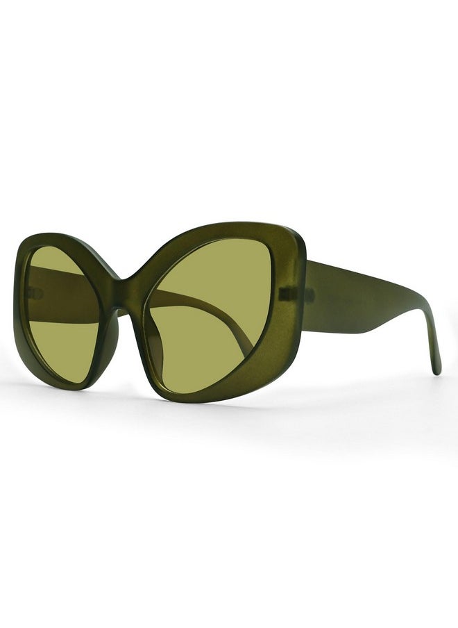 TYA Oversized Sunglasses For Women Fashion Oval Futuristic Chunky Sunglasses Cateye Rectangular Shades Glasses Eyeglasses Green  - Image 3