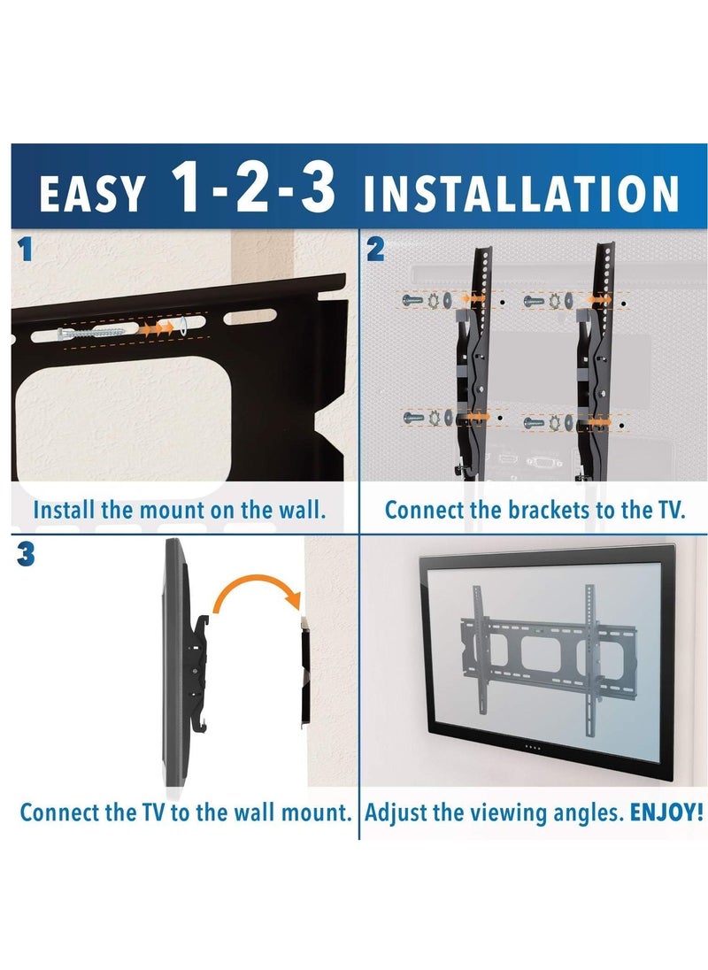 BGM Tilting TV Wall Mount Bracket For Samsung Sony LG,TCL Element 32 40 42 47 50 55 60 65 Inch TVs VESA 200x200 400x400 600x400, 750x450 Compatible Premium Tilt 175 Lbs Capacity  - Image 5