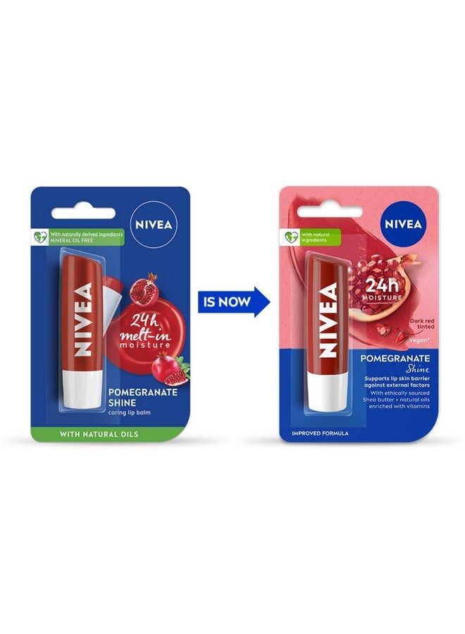 Nivea Shine Caring Lip Balm, Pomegranate, 4.8G, Red - Image 2