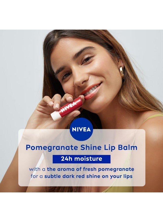 Nivea Shine Caring Lip Balm, Pomegranate, 4.8G, Red - Image 3