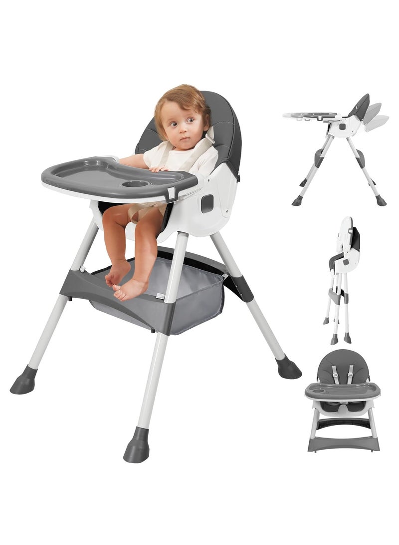 NNEWVANTE Baby High Chair, 6 in 1 Convertible High Chairs for Babies and Toddlers with 5-Point Safety Harness,Foldable High Chair for Space-Saving, Adjustable Dining Tray,Backrest & Height,Easy to Clean Surface  - Image 1
