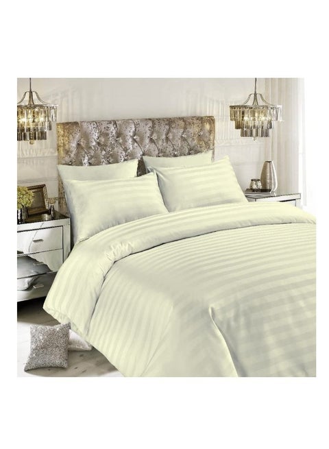Tulip (Cream) King Size Duvet Cover with 1 cm Satin Stripe (245 x 265 + 30 Cm-Set of 1 Pc) 100% Cotton, Soft and Luxurious Hotel Quality Bed linen-300 TC