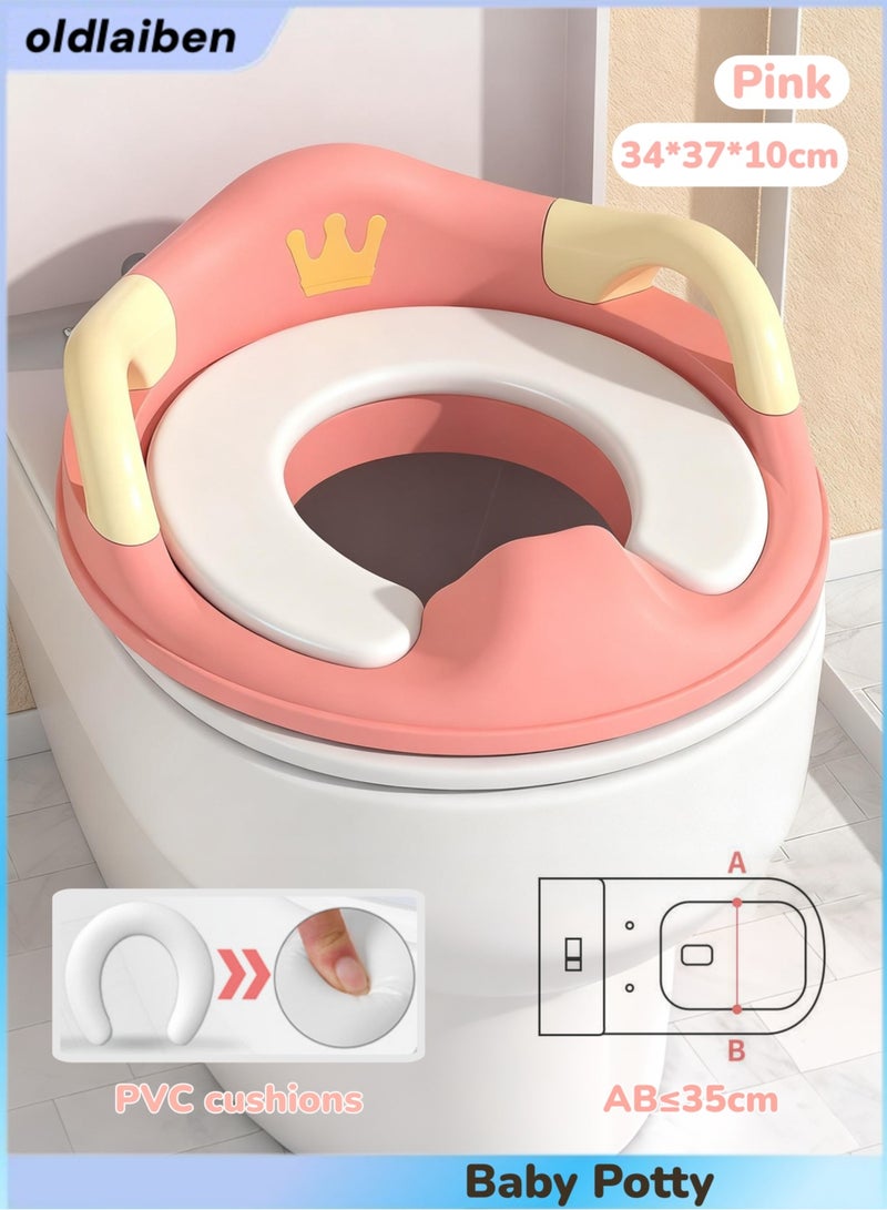 الدليبن مقعد تدريب على المرحاض، مقعد مرحاض للأطفال آمن للأطفال مع حماية عالية من الرذاذ ومقبض ومسند ظهر مناسب للأولاد والبنات الذين تتراوح أعمارهم بين 1-8 سنوات - Image 1