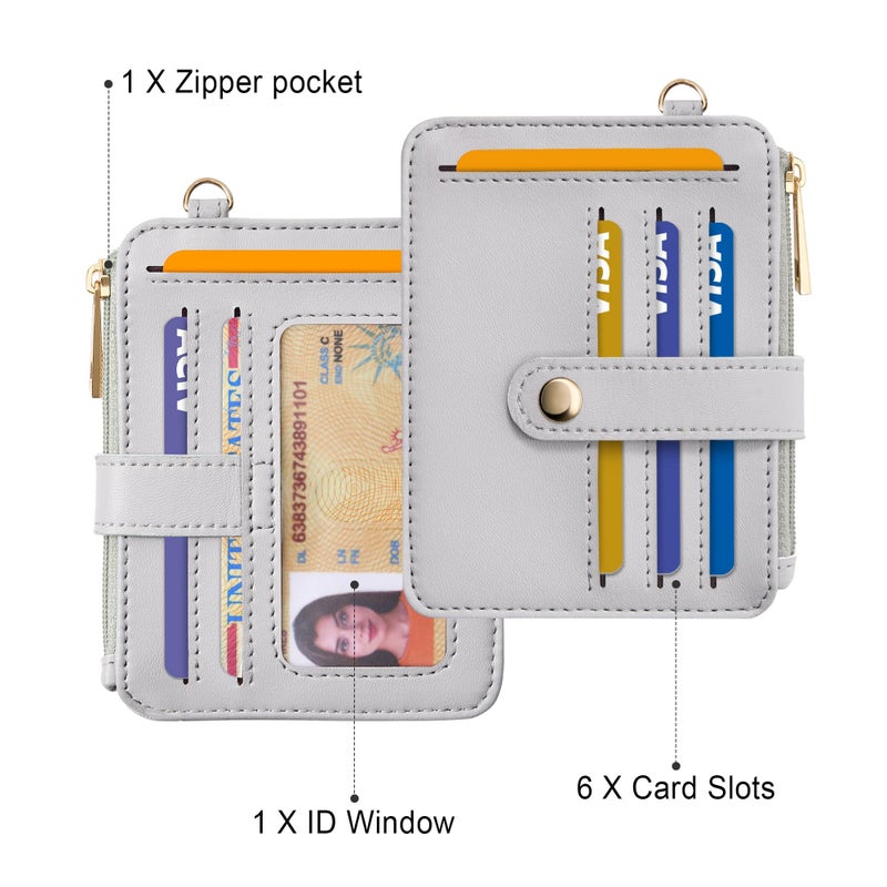 Airkit Wristlet Wallets for Women, Keychain RFID Blocking Credit Card Holder, Small Girly Wallet with Bracelet, Silicone Beaded Tassel Key Ring Card Holder, Grey - Image 2